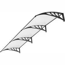 Polycarbonate Window Door Awning Canopy Transparent w/ Black Bracket 40x 120 In