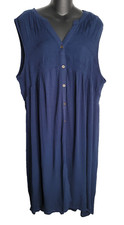 Knox Rose Shirt Dress Womens XXL 2XL NEW Sleeveless Smocked Button Navy Blue