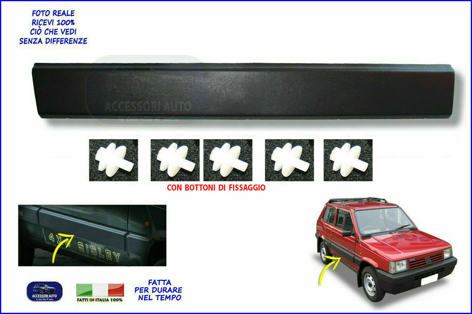AUTOKIT - Modanature per Panda Young Happy Fascia Modanatura Sinistro Paracolpi Portiera - Miniatura 2