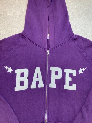 Bape Purple Spell Out Bapesta Star Logo Zip Hoodie bathing