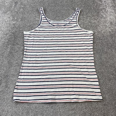 So Favorite Tank Top Women's 2XL XXL Sleeveless Multicolor Striped Crew Neck
