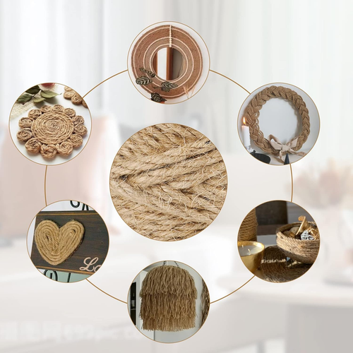 Joycraft 6MM Jute Rope,164Feet Strong and Heavy Duty Jute Twine, Brown Decoratio - Picture 5 of 12
