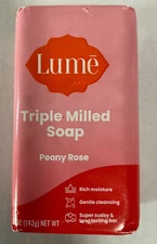 Lume Triple Milled Bar Soap Peony Rose Rich Moisture Super Sudsy 5 oz 142 g NIP