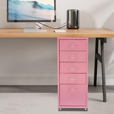 Vertical File Storage Cabinet Metal File Cabinet 5Drawer for Home Office w/Wheel