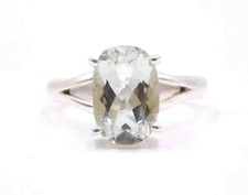 3.1 Gm 925 Sterling Silver Natural Prasiolite Cut Gemstone Handmade Ring 8" US