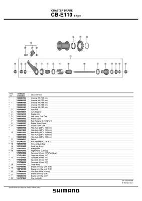 SHIMANO CB-E110 Coaster Brake Hub Internal Kit 110mm OLD