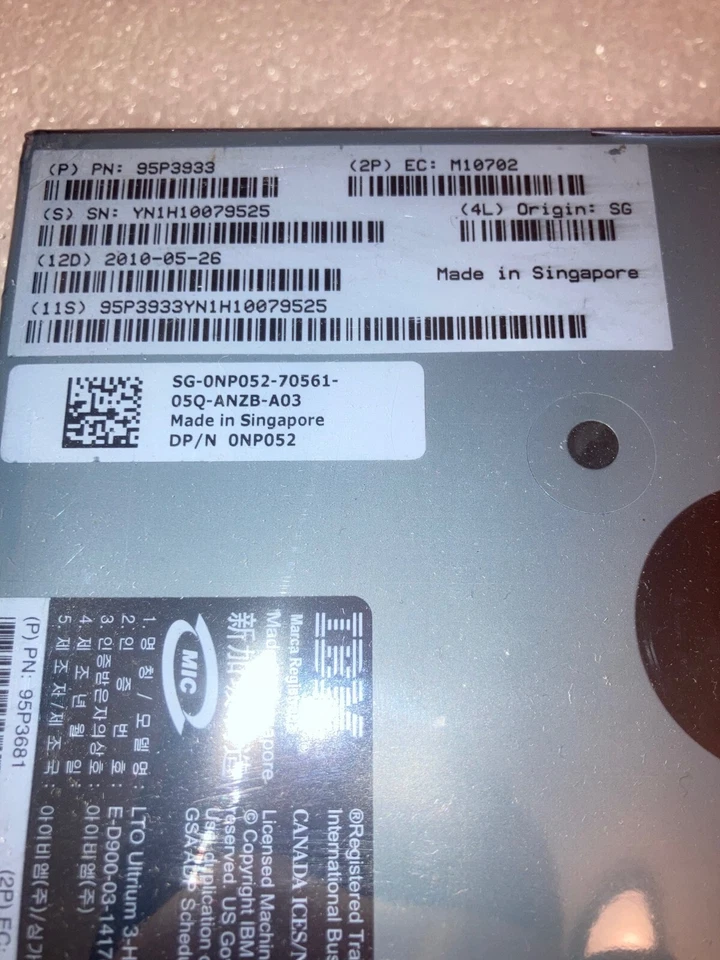 DELL NP052 400/800GB LTO-3 HH LVD SCSI Tape Drive IBM 95P33933 95P3681 LTO3 - Image 2 of 2