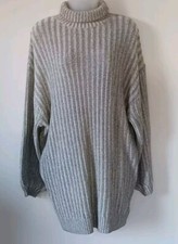 Urban Outfitters Sweater Dress Small Gray Oversized Turtleneck Balloon Sleeve 