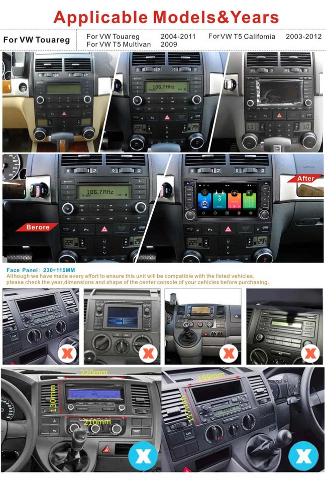 Car Stereo for VW Touareg T5 Multivan DAB+ Radio Sat Nav CarPlay BT Head Unit - Image 2 of 4
