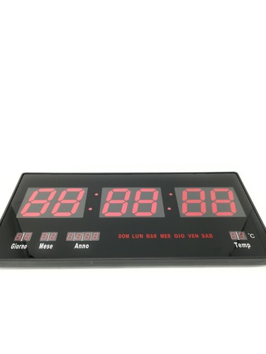Orologio Digitale A Led Da Parete Con Datario E Termostato Slim Data Temperatura - Foto 3 di 4