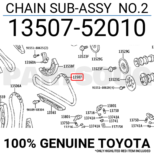 1350752010 Genuine Toyota CHAIN SUB-ASSY NO.2 13507-52010 | eBay