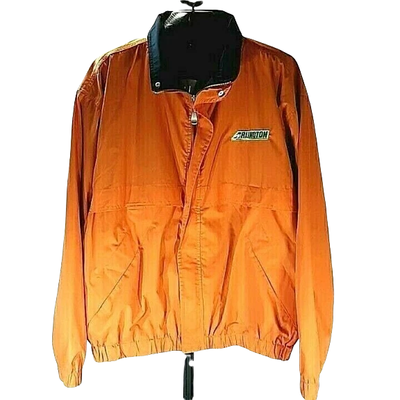 Vtg Devon & Jones Orange Jacket Zip Up Large Polyester/Cotton Arlington Race - Image 2 of 4