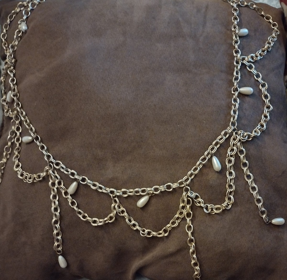 Vintage Double Link Swag Style Chain Belt Dangle Faux  display picture 3