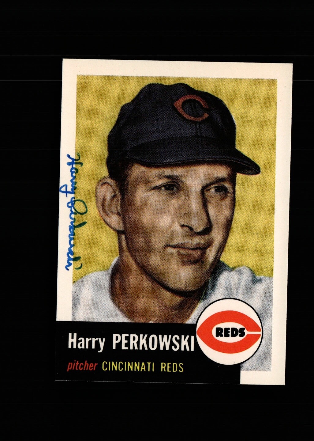 Harry Perkowski Reds 1953 Topps Archives JSA authenticated autographed