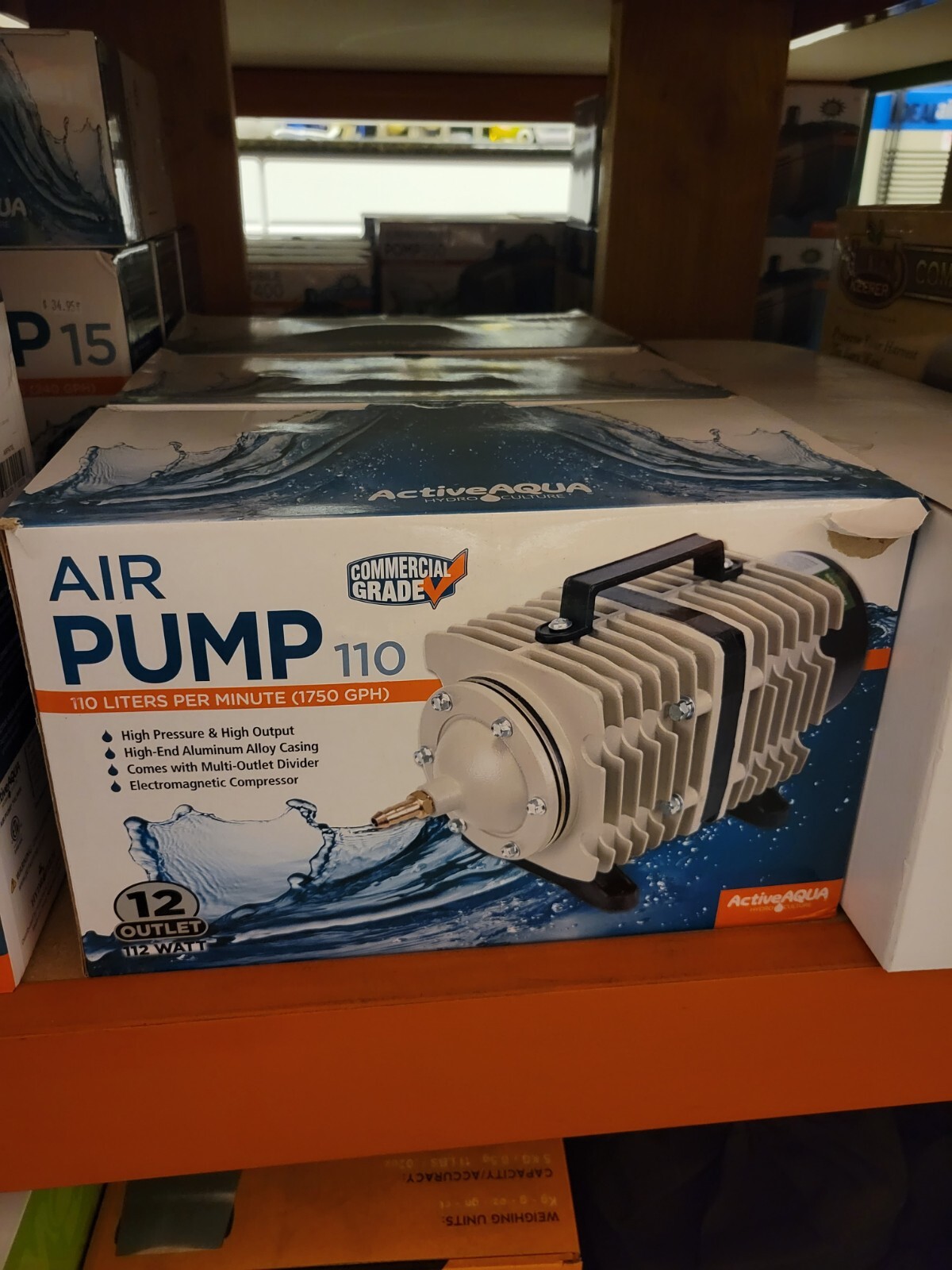 Active Aqua Air Pump 110 12 Outlets 1,750 GPH 110 Liters Per Minute