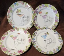Set Of 4 Rosanna Martini Plates - Bar / Cocktail Appetizer/Dessert