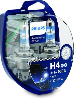 PHILIPS H4 RacingVision GT200 Duo Box Halogen Scheinwerfer 12V 60/55W +200%