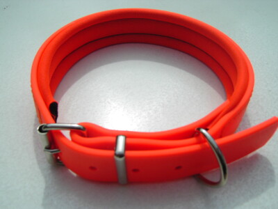 MJH BioThane Halsband – 25 Mm Breit, Verstellbar 55-61 Cm, Neon Grün, Vernäht | Wasserabweisend & Pflegeleicht