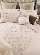 Next Gold Butterfly Heart Single duvet cover Pillowcase with Lace Trim Detail
