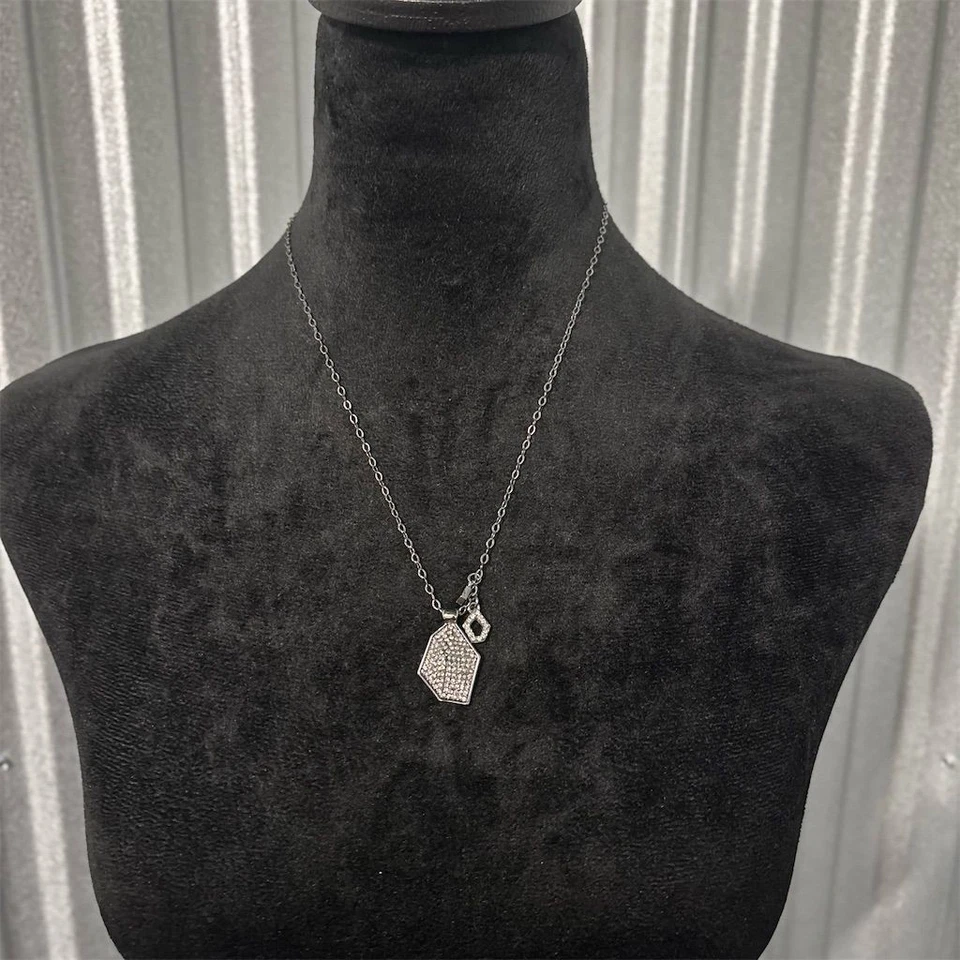 Collar Lia Sophia Tono Hematita Pavé Cristal Geométrico Colgante Cadena Foto 4 de 4