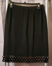 Ming Wang Womens Classic Black Skirt Pull-On Acrylic Stretch Luxury Petite Small