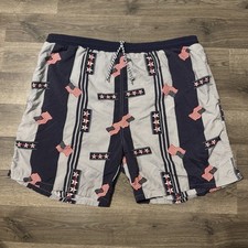 VINTAGE Walt Disney World Mens Large Lined Swim Trunks Patriotic USA Flag Design