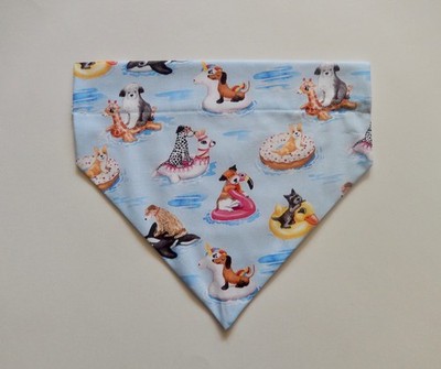 SUMMER POOL PUPPIES IN INNER TUBES DOG SCARF/BANDANA--S, M, L