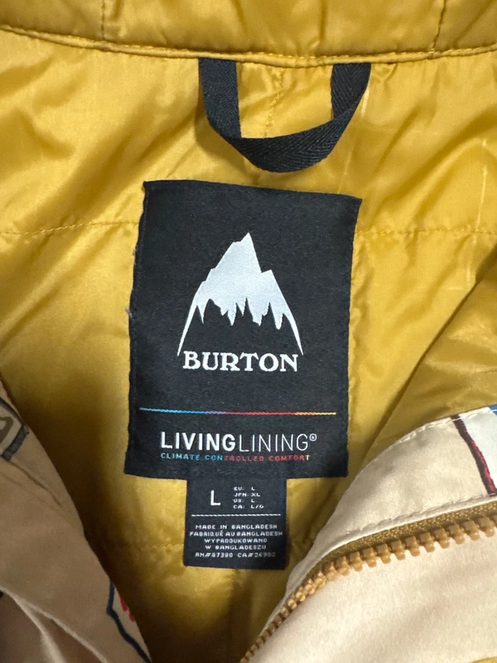 Burton Insulated Snowboard Jacket AllOver Print Patches Hooded Winter Coat Large - Image 2 of 4