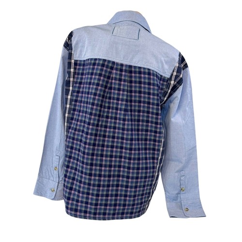Camisa Free People Para Mujer PEQUEÑA Patchwork A Cuadros Abotonada Manga Larga Azul - Imagen 8 de 12