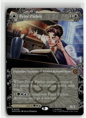 Peter Parker 0208 Borderless FOIL Spider Man MTG Magic The Gathering Card NM