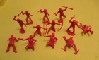 Vintage Marx Fort Apache Rin Tin Tin 60MM Skinny Indians In Waxy Bright Red