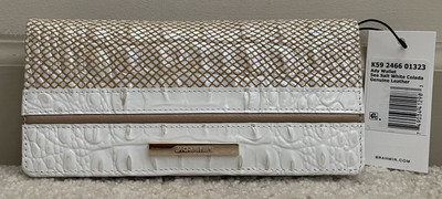 Brahmin COLADA Ady Slim Bifold Lthr Wallet SEA SALT WHITE Tiramisu Neutral NWT