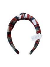 J Crew Factory Women  s Knot Plaid Red Green Blue White Holiday Headband New Tags