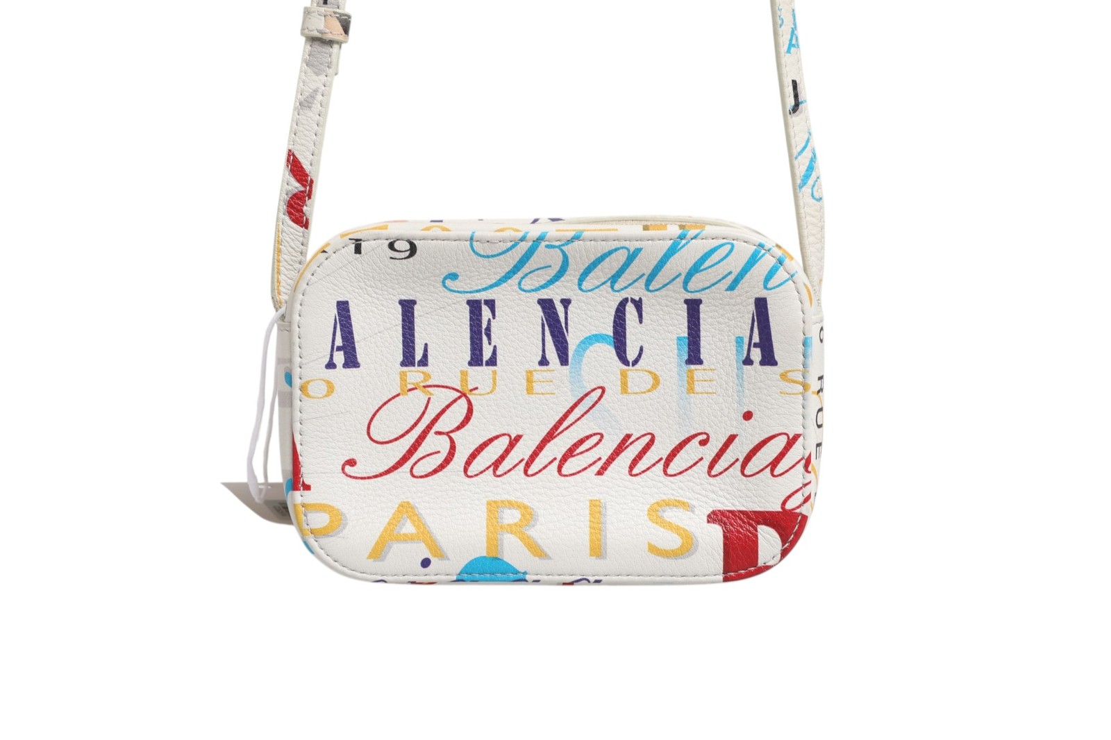 Balenciaga White Graffiti Print Leather Mini City Women's Handbag image 2