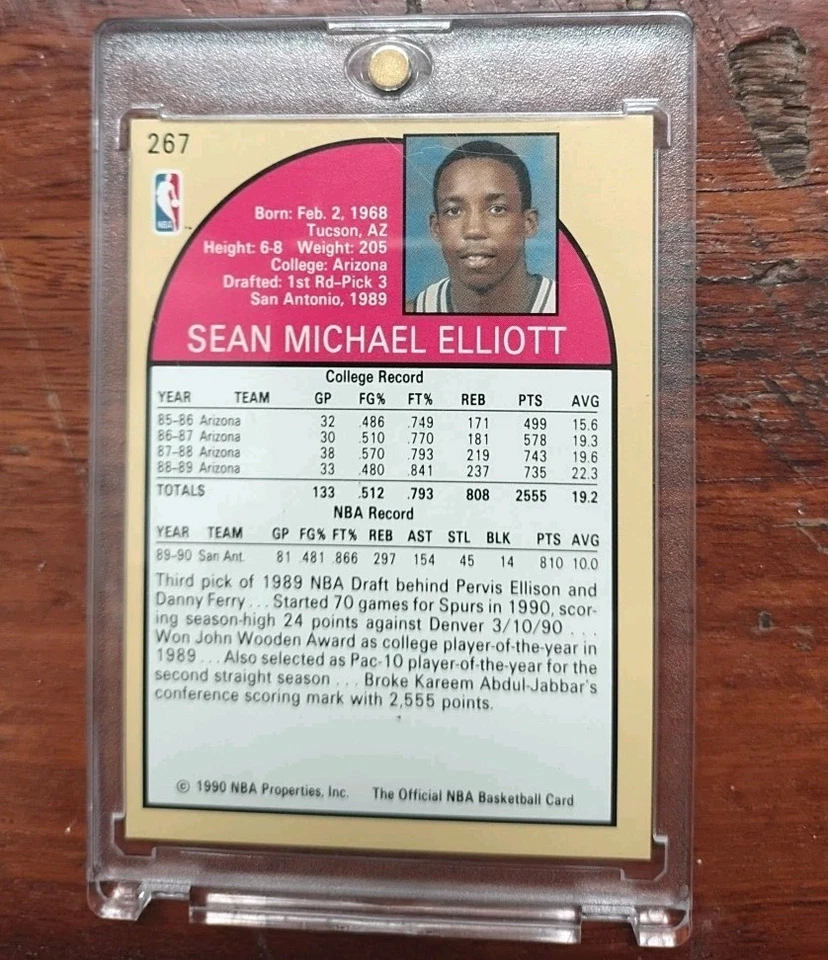 ROOKIE Card EXTREMELY RARE 1990 VINTAGE SEAN ELLIOTT#267 NBA 100%PERFECT MINT 10 - Image 4 of 4