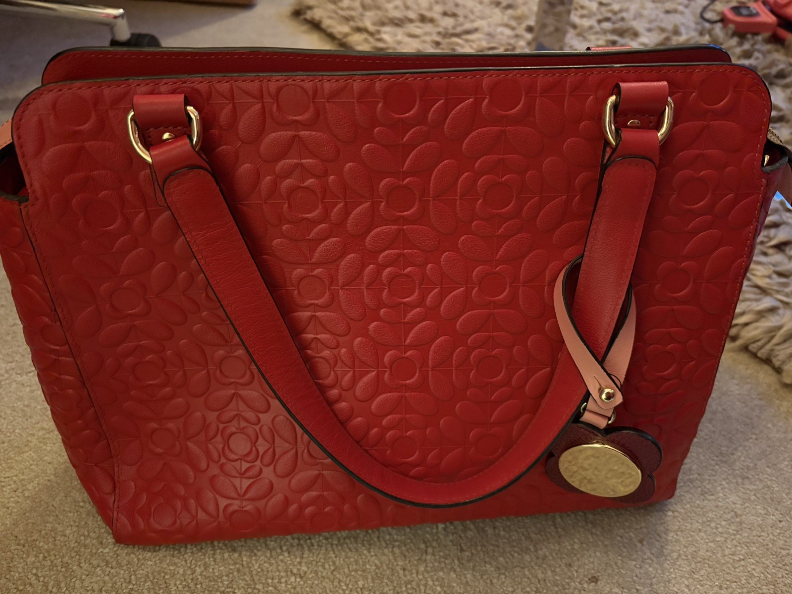 Orla Kiely Flower Stem Embossed Leather Jeanie Handbag image 2