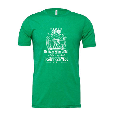 Gemini Woman Unisex Graphic Tee With Heart On My Sleeve Design And I Cant Contro
