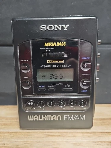 Sony Walkman Cassette WM-F2085 Black Vintage 90s AM/FM Radio New Belt