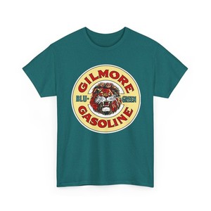 GILMORE BLU-GREEN GASOLINE Print T-Shirt Esso Sinclair Texaco Flying A ARCO