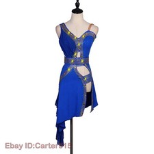 Latin Dance Dress Salsa Tango Cha Cha Ballroom Rhinestone Competition Dress F524
