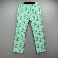 Old Navy Pajama Pants Mens Large Green Tropical Santa Christmas Sleepwear Lounge