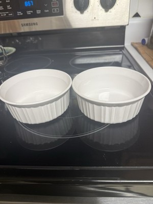 Set Of 2 CorningWare French White F-16-B 500 ML 5.5'' Round Casserole Bowls EUC