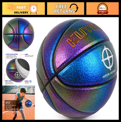 Shiny Purple Leather Basketball - Size 3/4/5/6 - Dazzle Textured for Kids & Yout