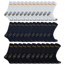 Mens Reinforced Work Socks by Caterpillar - 12 Pairs Cotton Boot Socks