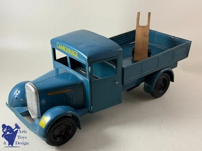 JOUET ANCIEN CIJ 6/17 RENAULT 5T CAMIONNAGE AVEC DIABLE C. 1950 42CM MECANIQUE - Photo 1/4