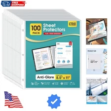 Sheet Protector 8.5 x 11 inch Non-Glare Clear Page Protectors, Plastic Sleeve...