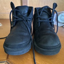 UGG Womens Black Leather Ankle Lace Up Bootie...
