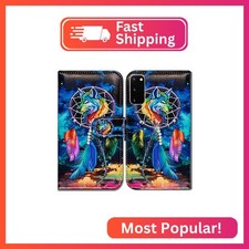 BCov Galaxy S20 Case - Leather Flip Wallet Cover with Sky Dream Catcher Wolf Sky