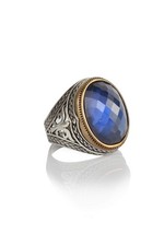 925 Sterling Silver Men's Ring, Blue Zircon Gem Stone Men Silver Ring, Handmade
