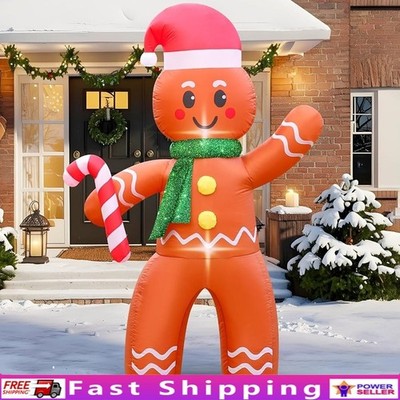 Giant Inflatable Christmas Gingerbread Man W/ LED Lights Waterproof Decoration